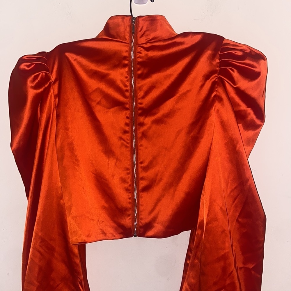 KARISHMA ORANGE LUXE SATIN BLOUSE - Picture 6 of 8